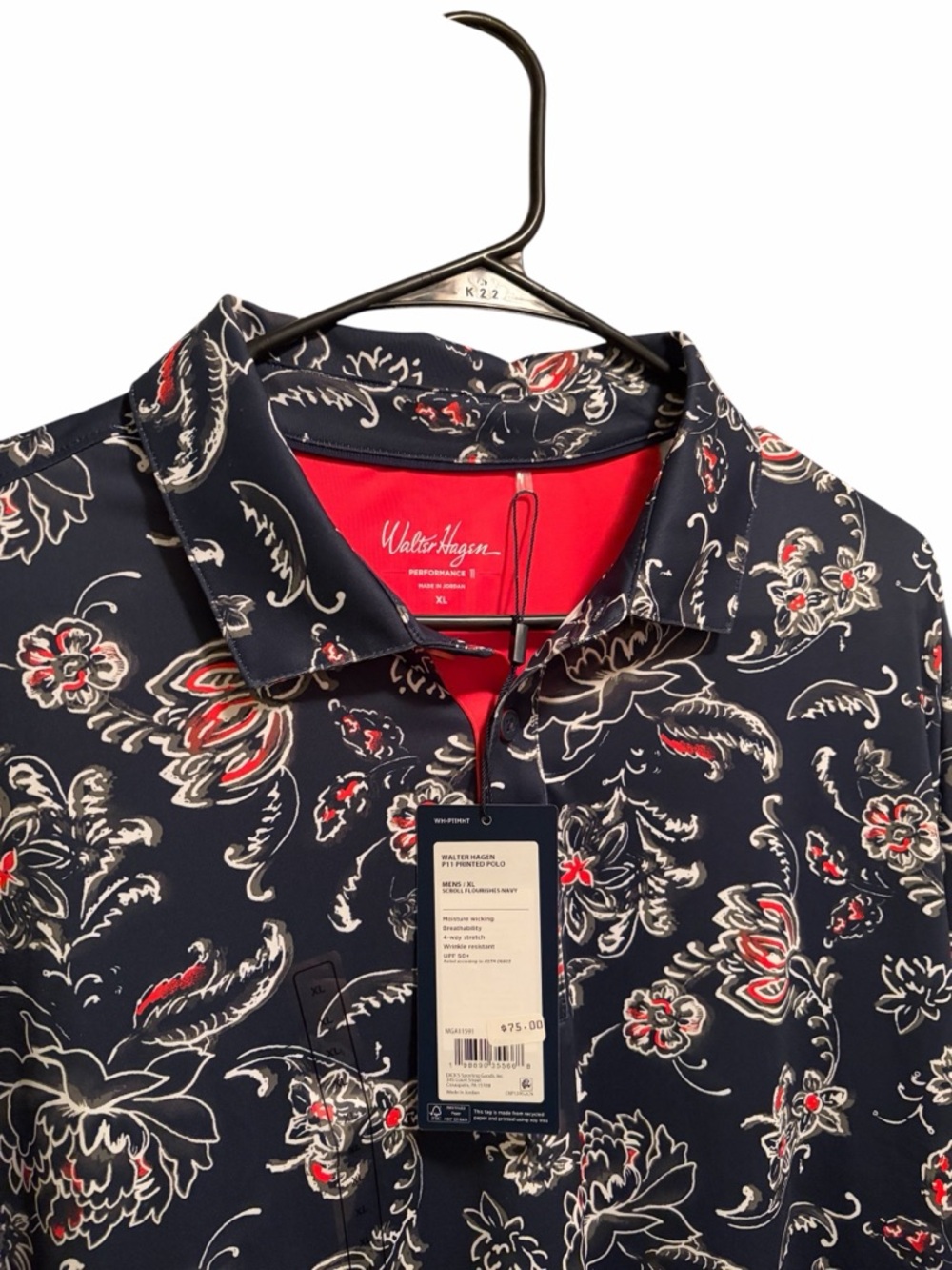 Walter Hagen Men’s Polo. “Scroll Flourishes Navy”. Size XL. New with tags - Picture 3 of 8